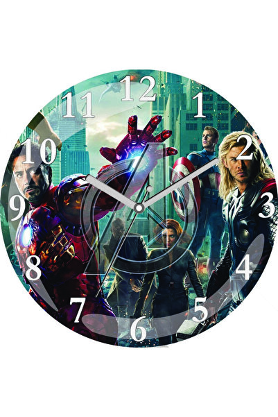 3M ساعة حائط من الزجاج الحقيقي المموج الصامت من Avengers The Avengers