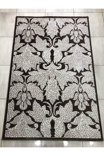 Tiffany Halı Siyah Desenli Dokuma Taban Halı