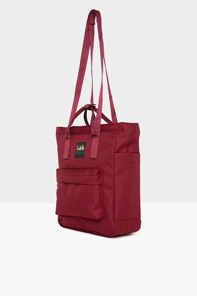 Bagmori Claret Red Women's Zippered Column Strap Backpack M000005467