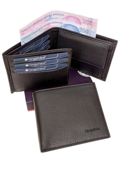 CENGİZ PAKEL Unisex Genuine Leather Black Wallet