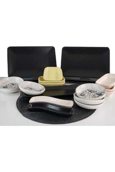 Keramika Siera 21 Piece Breakfast Set for 6 Persons Black