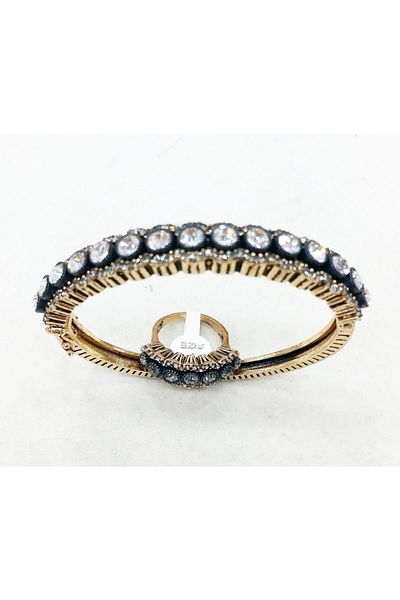 Aşina Gümüş - Diamond Mounted Bracelet Ring Set