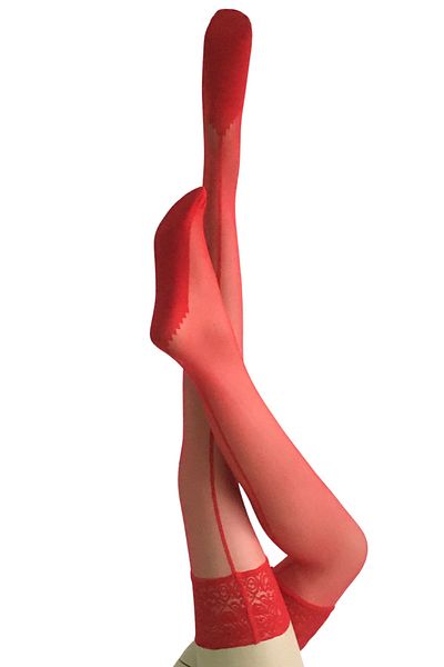 Daymod Women's Red Line Silicone Garter Stockings