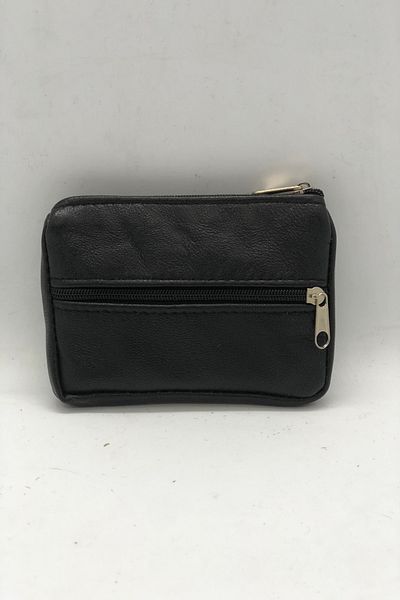 MENİSE Black Genuine Leather Unisex Coin Holder