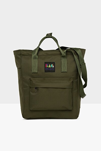 Bagmori Women's Khaki Zippered Column Strap Backpack M000005467