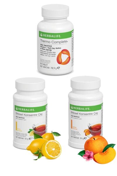 Herbalife Bölgesel Incelme Seti 2 Adet Çay 50 gr Limon Şeftali + Thermo Complete