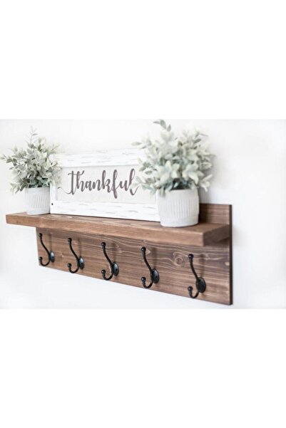 Genel Markalar Ahşap Raflı Klasik Askılık.
