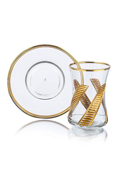 DECOSTYLE Dream Gold 12 Piece Tea Set for 6 People