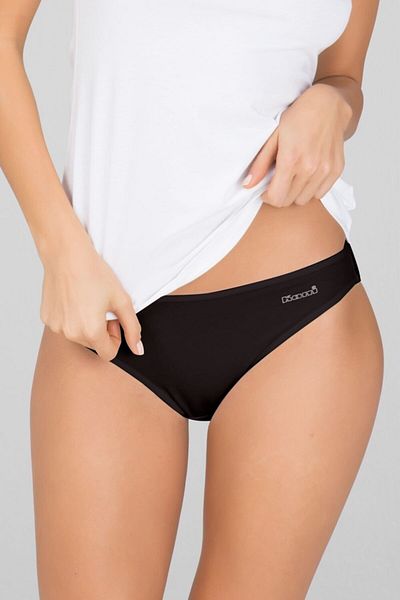 Kom Chiloți de bikini compacti din Lycra pieptănați negri pentru femei, pachet de 2