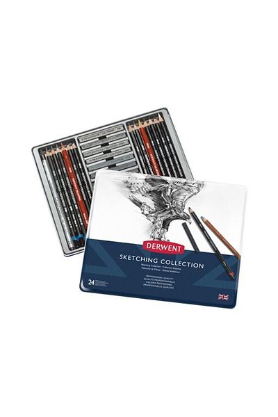 Derwent Sketch Dry Sketching Series - Set of 24 Pencils with Metal Box