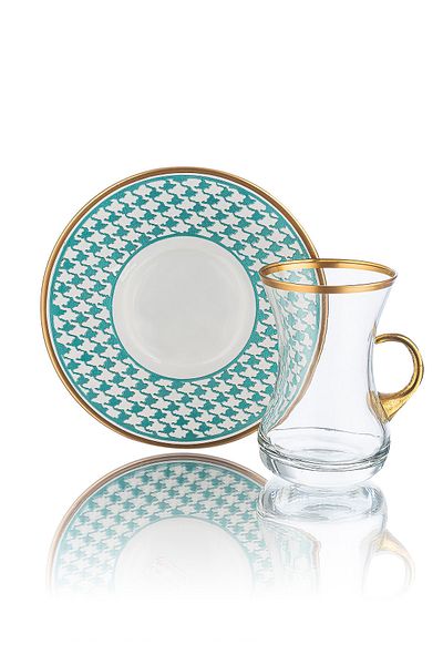 DECOSTYLE Goose Blue 12 Piece Tea Set for 6 People
