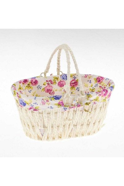 Fame Kıtchen Fabric Covered Wicker Bread Basket Oval-cream