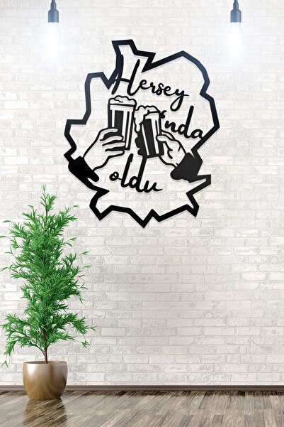 AHWALL Όλα έγιναν στην Μπύρα, Διακοσμητικό Ξύλινο Τραπέζι με Φιγούρες