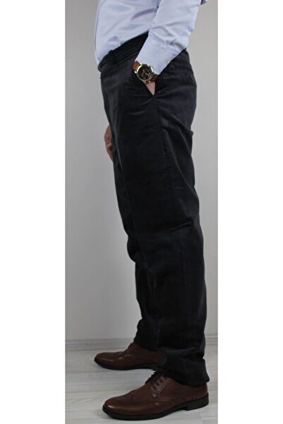 Bilgiçler Erkek Klasik Kesim Kadife Pantolon Koyu Gri