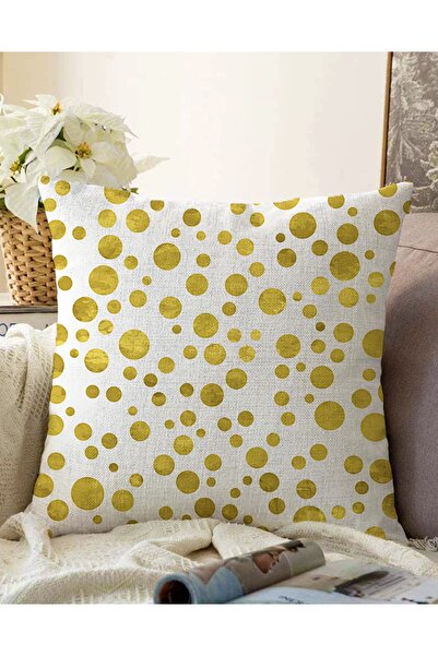 Realhomes Çift Taraflı Beyaz Zeminde Gold Renkli Puantiye Desenli Modern Raşe...