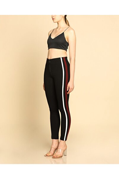 AYHAN Бордові та білі легінси на блискавці