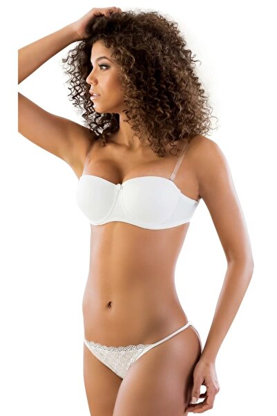 Emay Жіночий чорний бюстгальтер без бретелей з прозорою спинкою