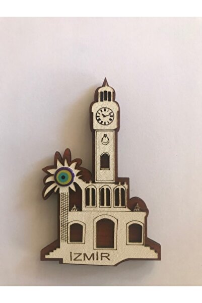 Lazer Ahşap Izmir Saat Kulesi Magnet Buzdolabı Süsü