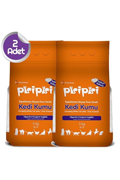 Pisipisi Eczacıbaşı Sabun Kokulu Ince Taneli Kedi Kumu 5 Kg 2 Adet