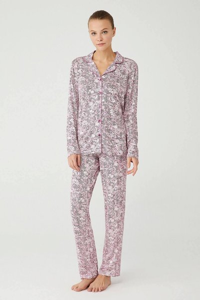 Mod Collection Women's Dusty Rose Full Length Pajama Set