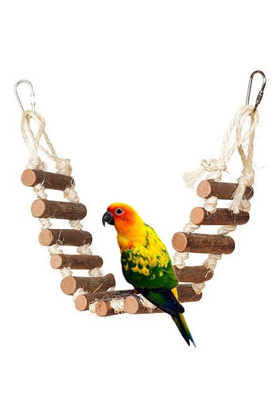 Alyones Bird Ladder Budgie Toys - Wooden Rope Bridge Ladder
