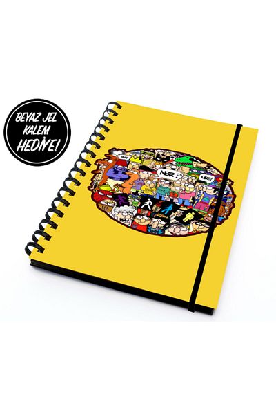 PAKLON 21X14Cm Black Leaf Notebook - I Love the Crowd and White Gel Pen Gift