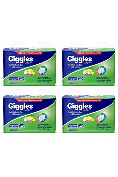 giggles Yetişkin Tekstil Yüzlü  Extra Large 30 Ad X4 Hasta Bezi
