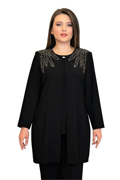 OLEA XXL Kadın Siyah Abiye Takım 3636