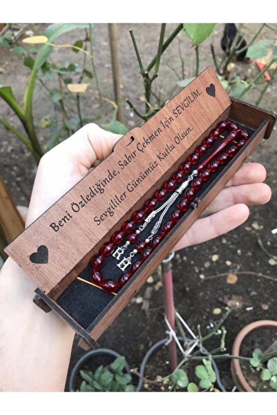 KANUNİ TESBİH مسبحة صلاة على شكل عنق العنبر الأحمر مع شرابة الحروف