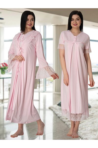Effortt Women's Pink Maternity Nightgown Set