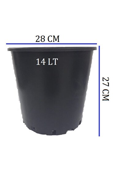 Ekodoğa Üretim Saksısı 10 Adet 28x27 Cm 14 Lt Plastik Saksı Siyah Üretim Saks...