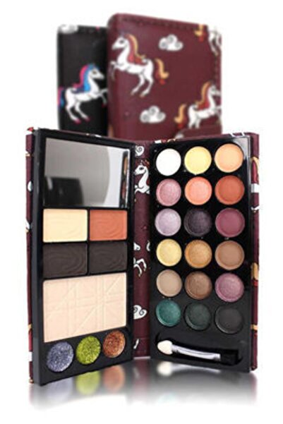 Makeuptime محفظة آريا للمصباح الأمامي وأحمر الخدود والهايلايتر مع مرآة 2 طبقة