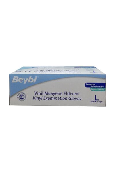 Beybi بيبي - قفازات فينيل خالية من البودرة حجم كبير 100 قطعة