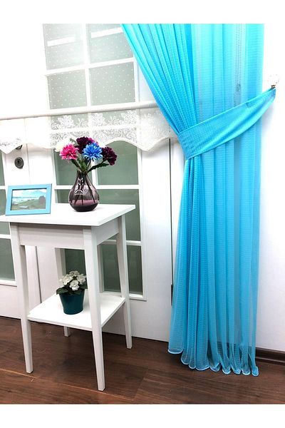 Esse Home Self Patterned Tulle Background Curtain, 70x260, 1/3 Tight Pleat, Pleated, Single Wing