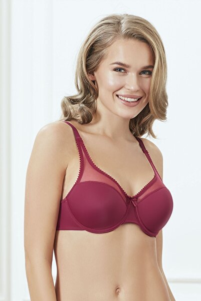 Anıl Lingerie Anıl 3606 Underwire Tulle Unsupported Compressor Minimizer Bra ...