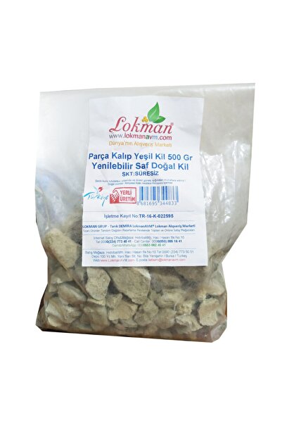 LokmanAVM Parça Kalıp Yeşil Kil 500 Gr Yenilebilir Saf Doğal Kil Paket