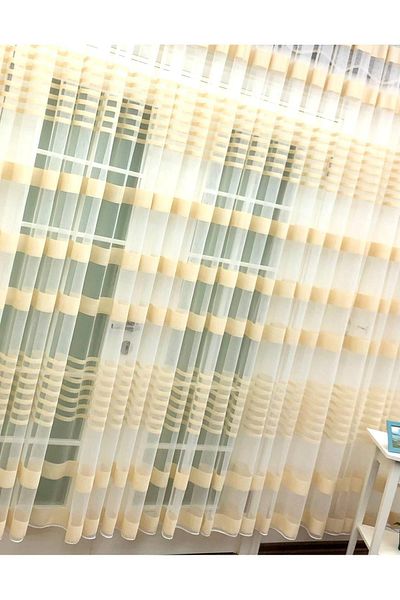 Esse Home Transverse Striped Banded Sports Tulle Curtain, 600x260, Sparse Pleat, 1/2
