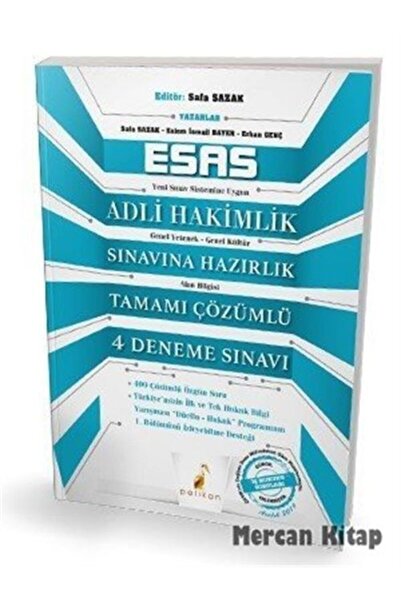 Genel Markalar Esas Adli Hakimlik Sınavına Hazırlık Tamamı Çözümlü 4 Deneme S...