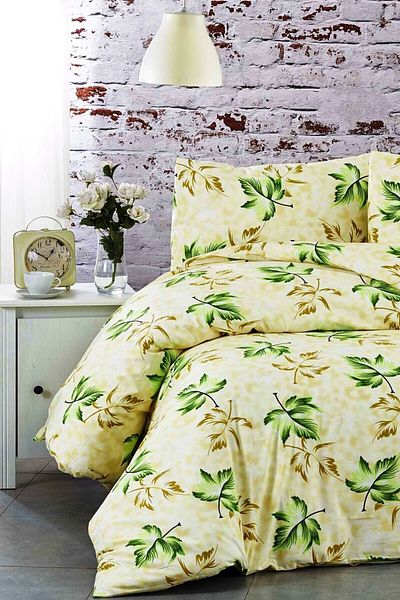 MAJESTE Toprak Ev Elegant 100% Cotton Leaf Patterned Double Duvet Cover Set-7285