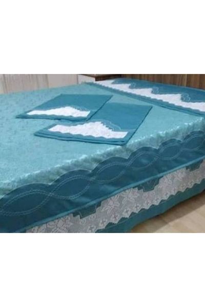 Neva Handcrafted Lace Pique Set - Petrol Blue