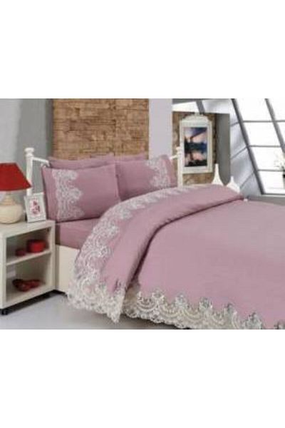 Sultan French Laced Duvet Cover Set * Powder
