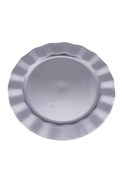 Kristal Plastic Plate Hard Luxury 22cm (6 Pcs) Color Silver