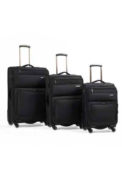 MÇS Lüx Kumaş 3'lü Valiz Set Siyah - V117