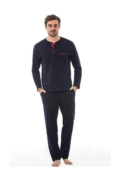 Pierre Cardin Ανδρικές πιτζάμες Navy Blue με μακρύ σορτς Roboty Groom Dowry Set 5560 5 τμχ