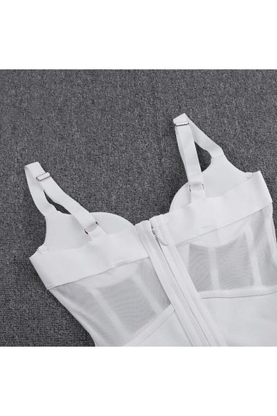 FASHION COCKTAIL Βραδινό φόρεμα για κοκτέιλ πρόσκλησης με υφασμάτινο κορσέ, διαφανές λεπτομερές χοντρό λουράκι