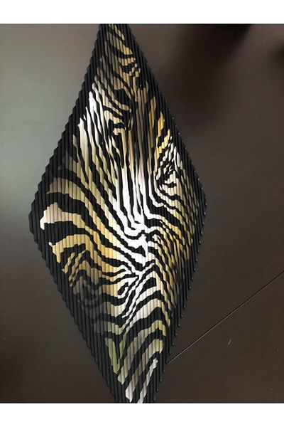 NFS BUTİK Brown & White & Khaki & Black Tones Wave Patterned Pleated Silk Satin Scarf