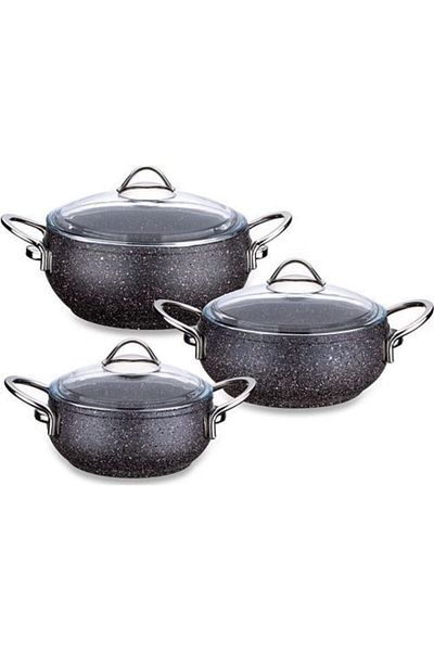 FALEZ Gray Line Granite 6 Piece Midi Hot Pot Set