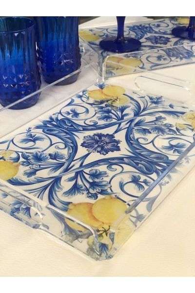 Queen Bee İstanbul Milano Transparent Plexiglass Serving and Presentation Tray -36cm X 26cm-