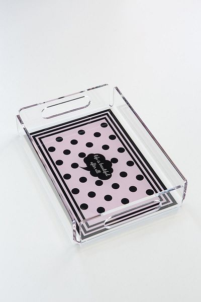 Queen Bee İstanbul Pinky Patterned Plexiglass Tray 25cm X 17 Cm