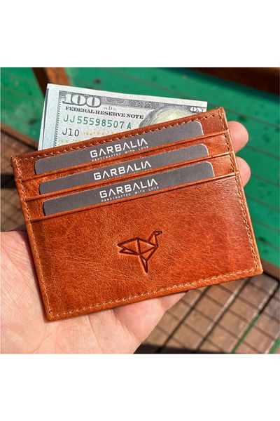 Garbalia Χαρτοφυλάκιο 100% χειροποίητο Crazy Leather Tabaunisex Slim Coin